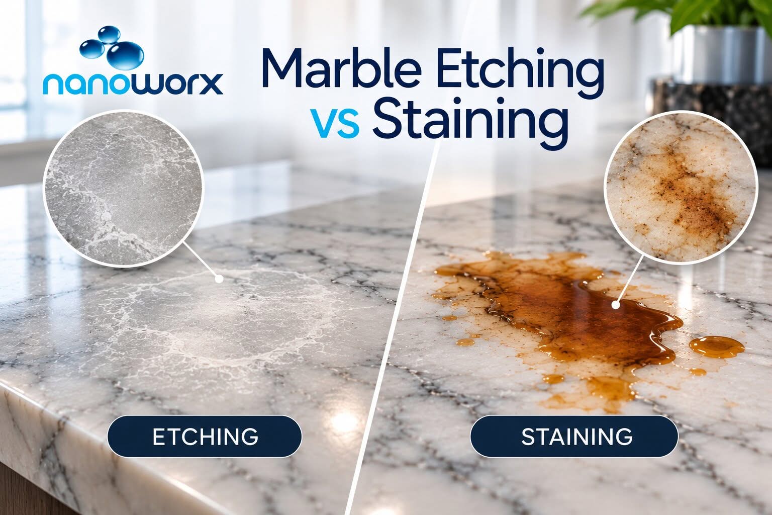 Marble Etching vs Staining